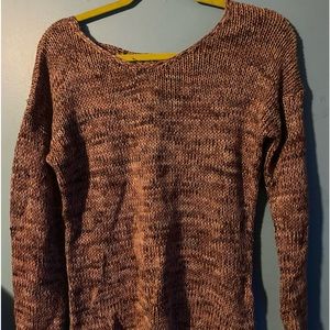 Purple/Black sweater with open tie back.